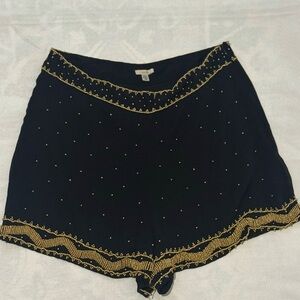 Chic Black and Gold Women's High Waist Shorts